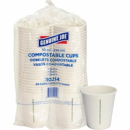 Genuine Joe CUP, COMPOSTABLE, 10 OZ, 50PK GJO10214